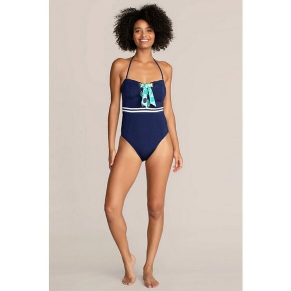 💕TRINA TURK💕 Made in the Shade Bandeau One-Piece Swimsuit Lace Up 0 NWT - Picture 4 of 12